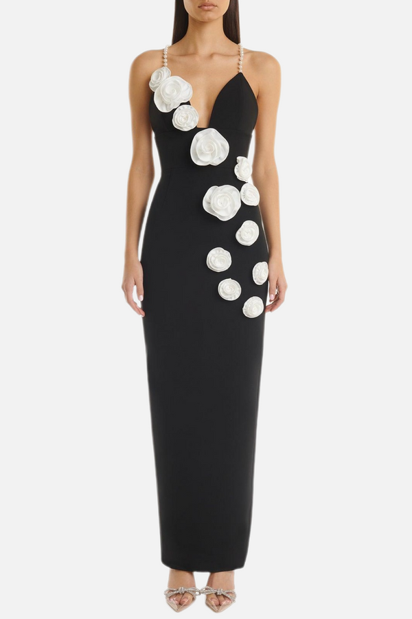 Delphi Floral Pearl Maxi Bandage Dress