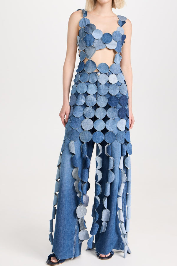 Charlie Laser-cut Denim Maxi Dress