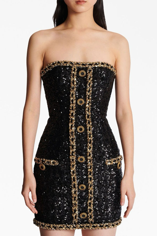 Cleo Sequin Embellished Strapless Mini Dress