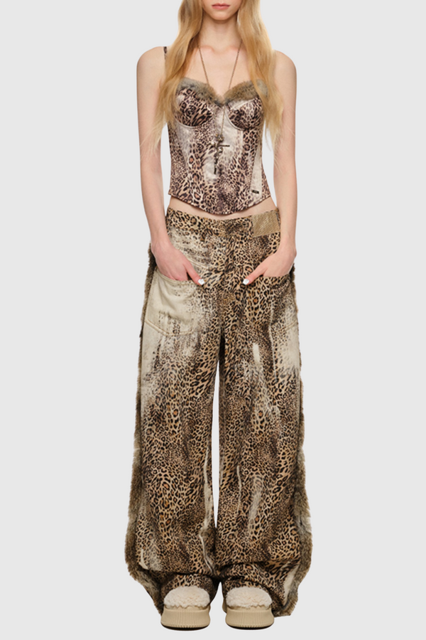 Cocheta Fur Edge Leopard Pants