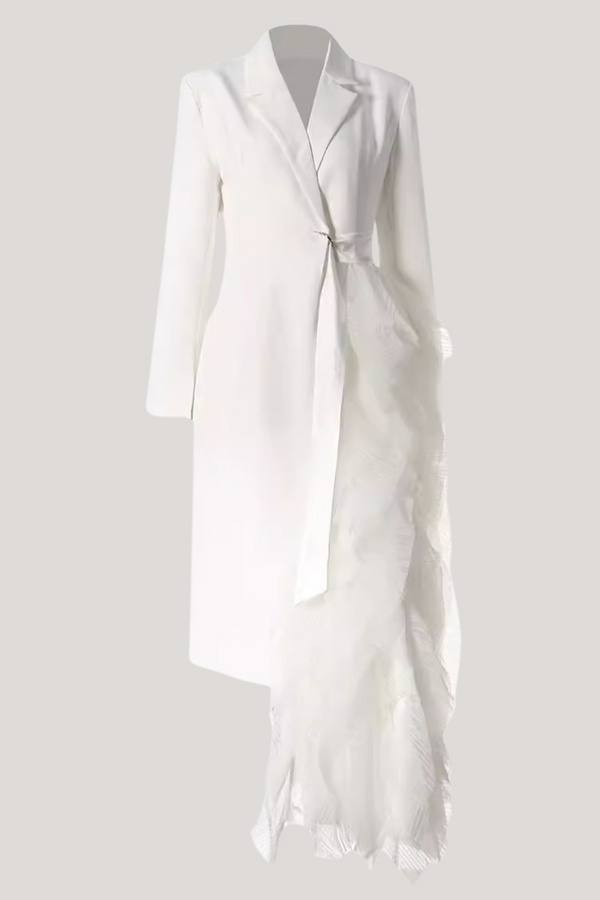 Dataya Mesh Patchwork Coat - White