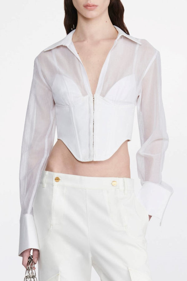 Delaney Grid Corset Shirt - White