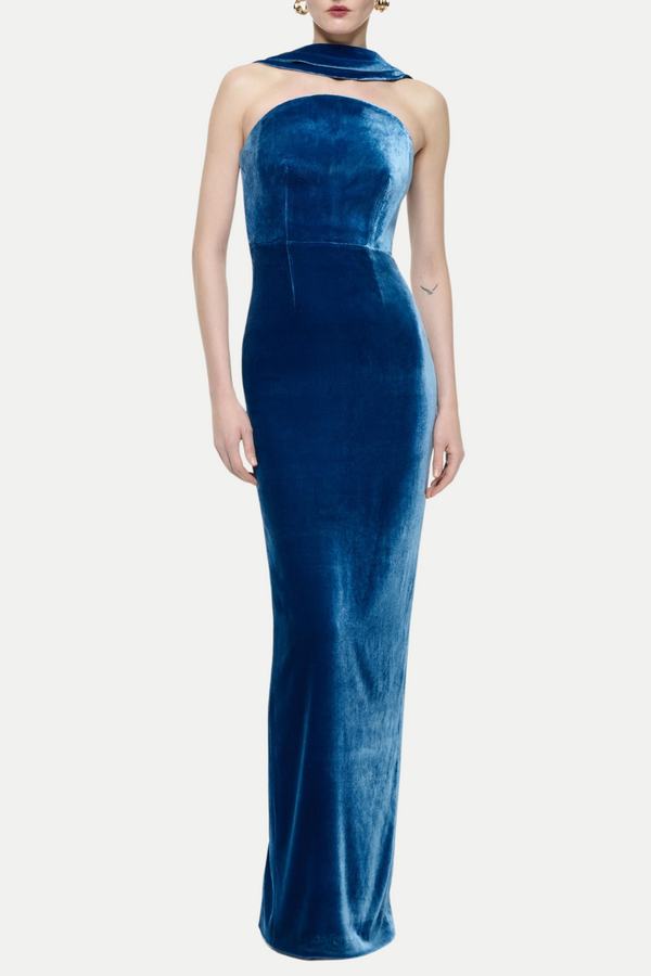 Eadward Velvet Halter Maxi Dress