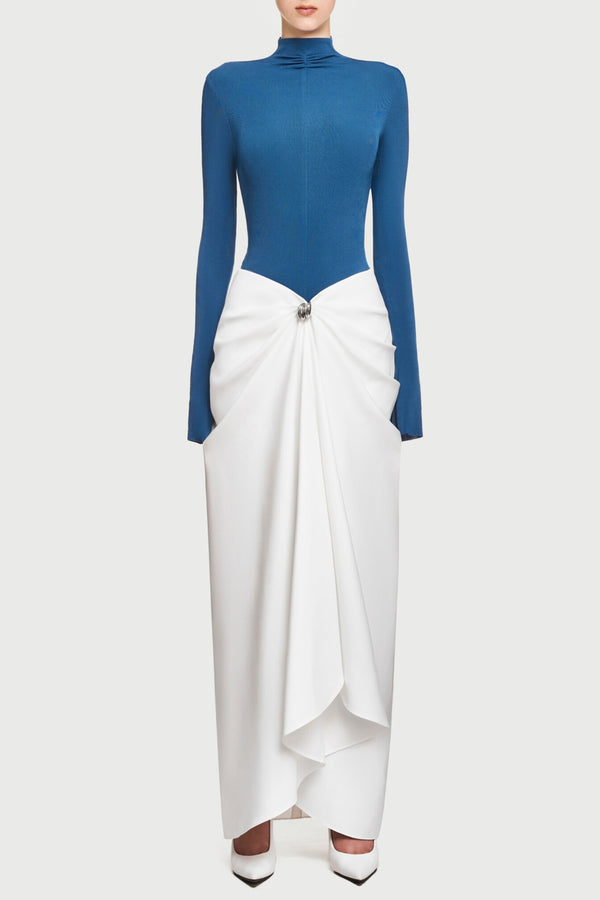 Fairly Deconstruct Ruched Maxi Dress - Blue