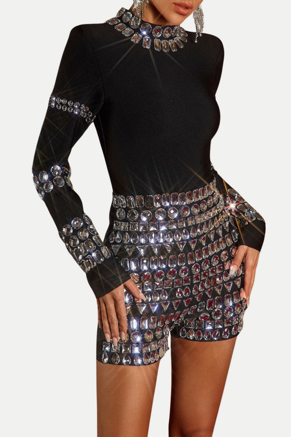 Einar Rhinestone Bandage Romper