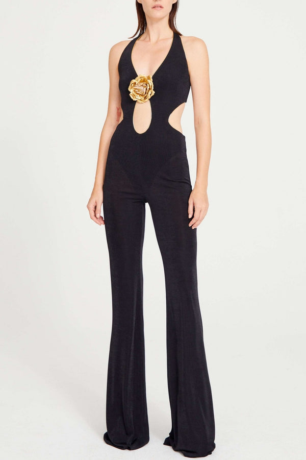 Eithne Flower Halter Cutout Jumpsuit