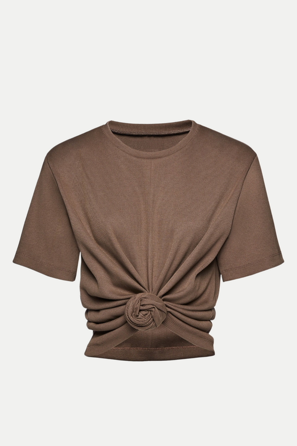 Orlina Knotted T-Shirt - Brown