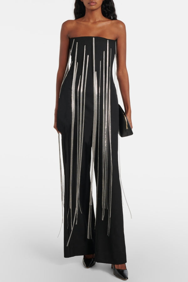 Farrar Chain-deatil Strapless Jumpsuit