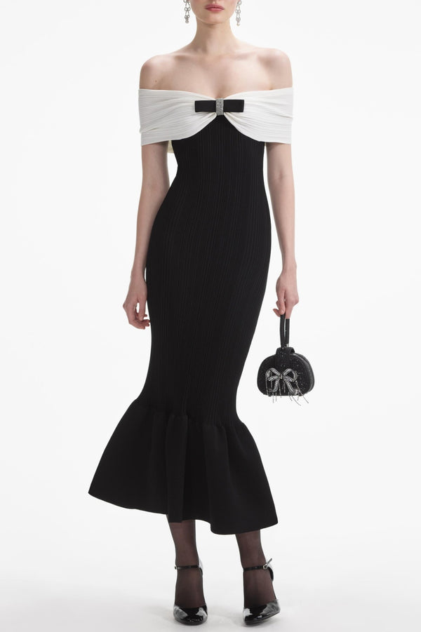 Freder Off Shoulder Bow Midi Dress