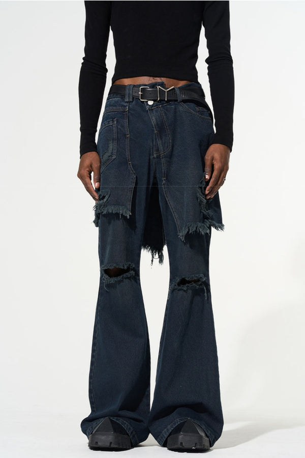 Freesia Torn Fringe Patchwork Jeans