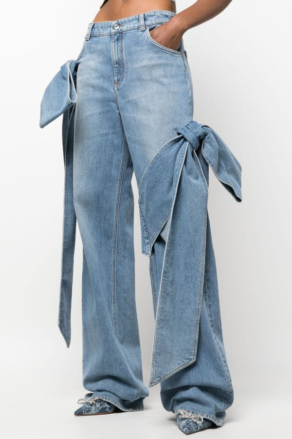 Camille Bow Straight Jeans - Blue