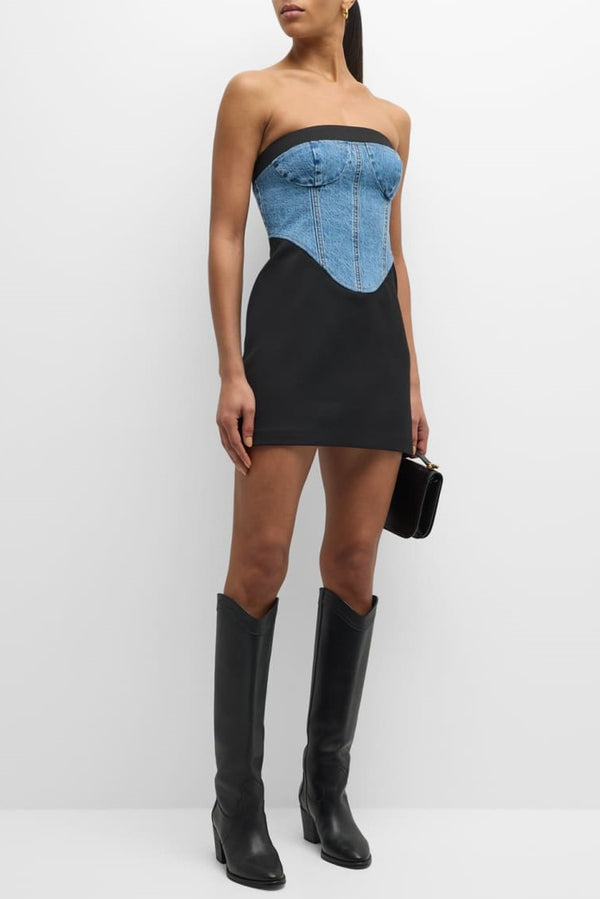 Jaelyn Patchwork Denim Mini Dress