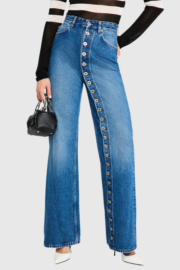 Jannice Asymmetric Button Jeans