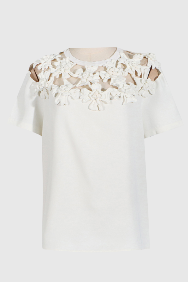 Juliete Floral Hollow See Through T-shirt