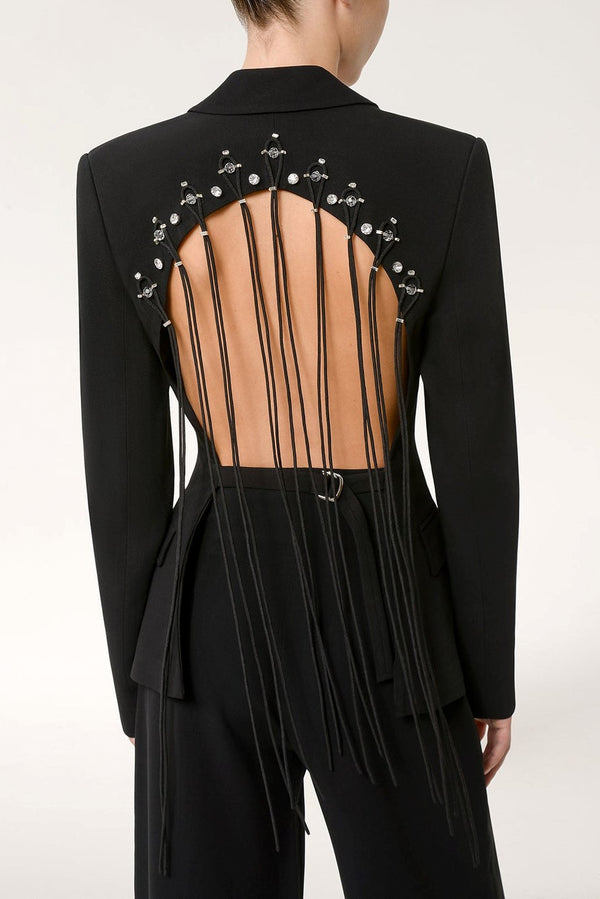 Kaler Fringed Backless Blazer