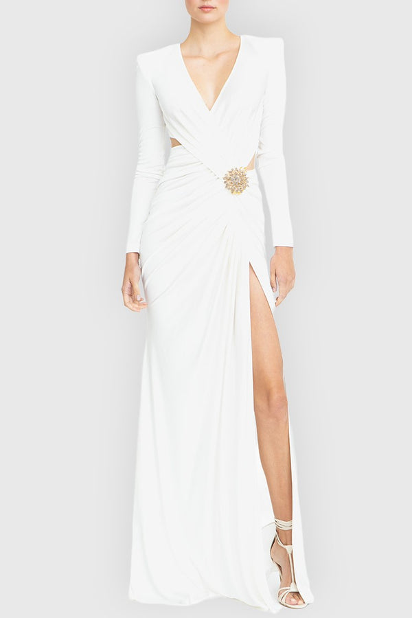 Kallie Crisscross Split Maxi Dress - White