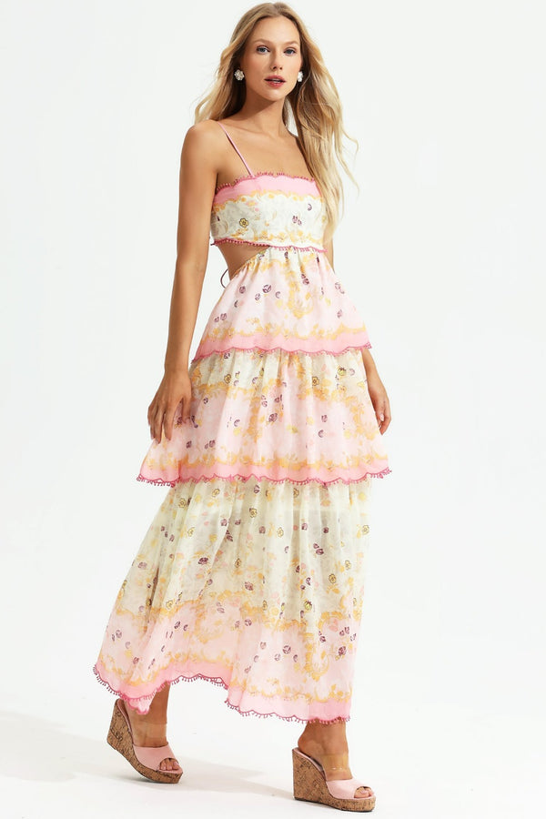 Katelyn Cami Tiered Ruffle Hem Maxi Dress