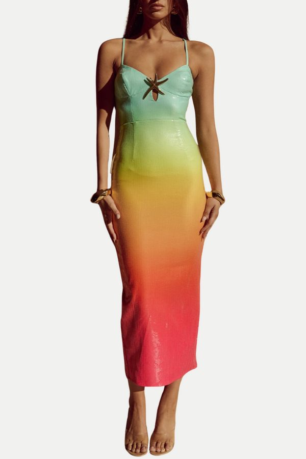 Kolina Sunset Sequin Midi Dress