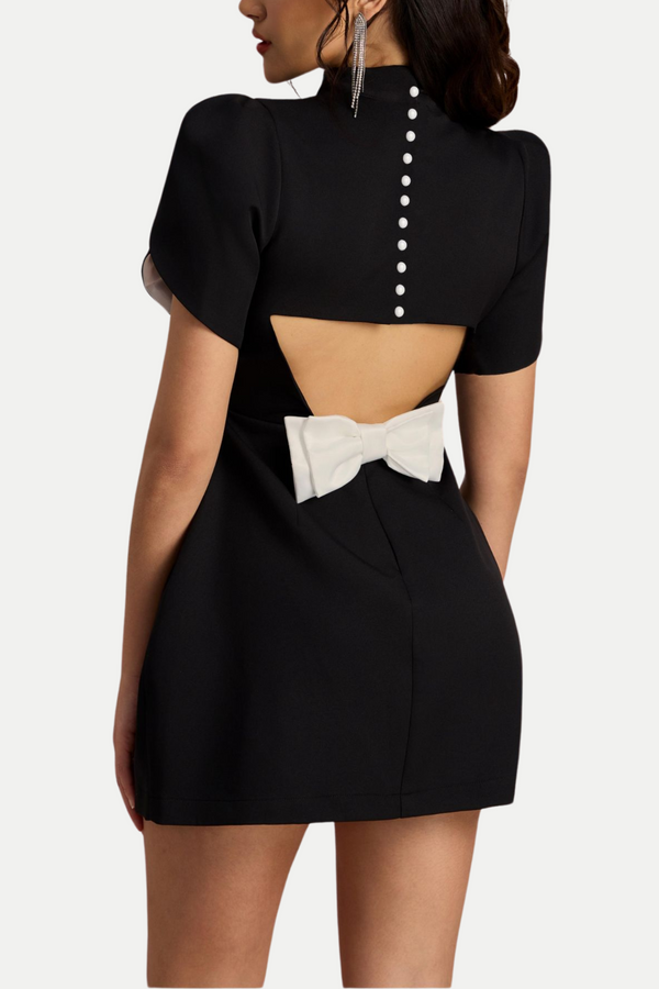 Lagan Cutout Bowknot Mini Dress - Black