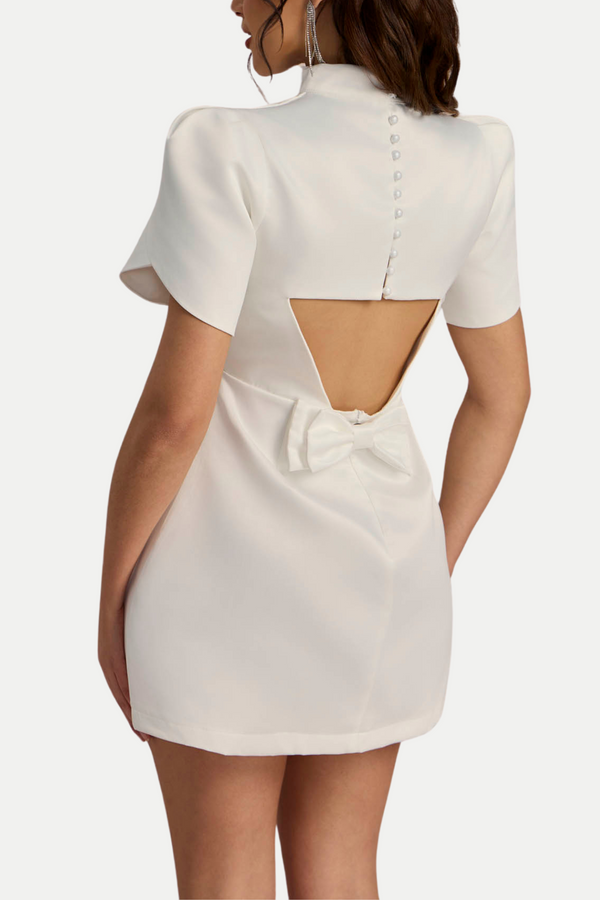 Lagan Cutout Bowknot Mini Dress - White