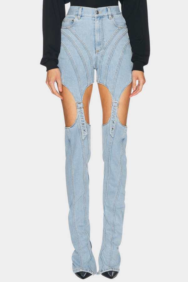 Linnea Cutout Buckled Jeans - Blue