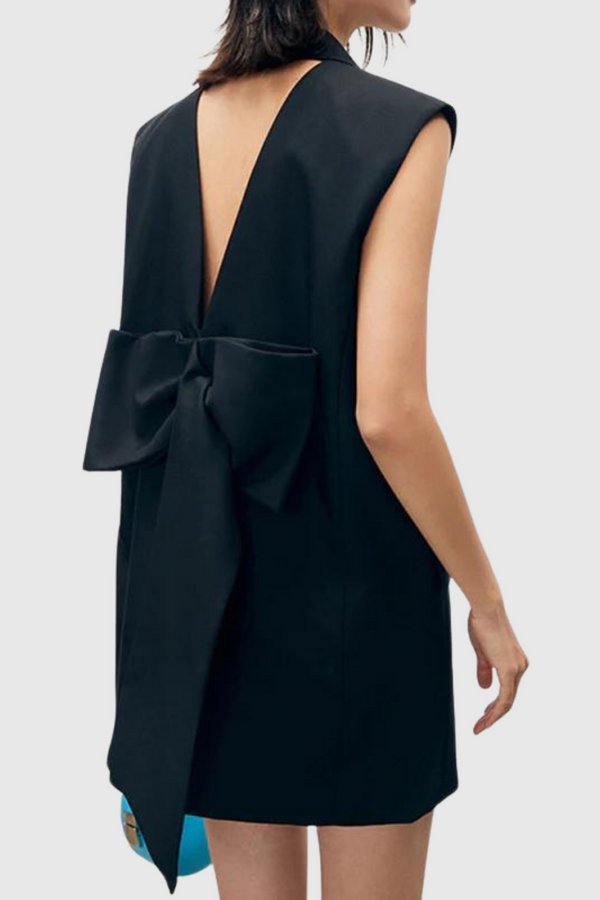 Matida Bow Backless Suit Vest Dress