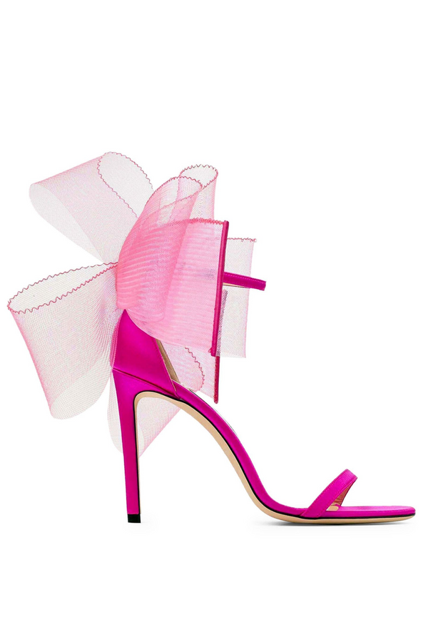 Miranda Bow-embellished Satin Sandals - Pink