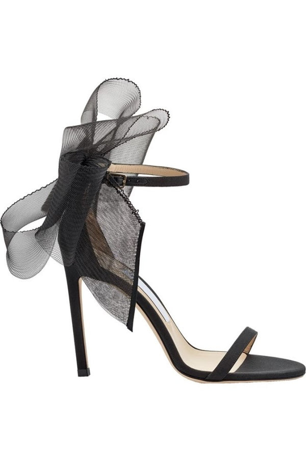 Miranda Bow-embellished Satin Sandals - Black