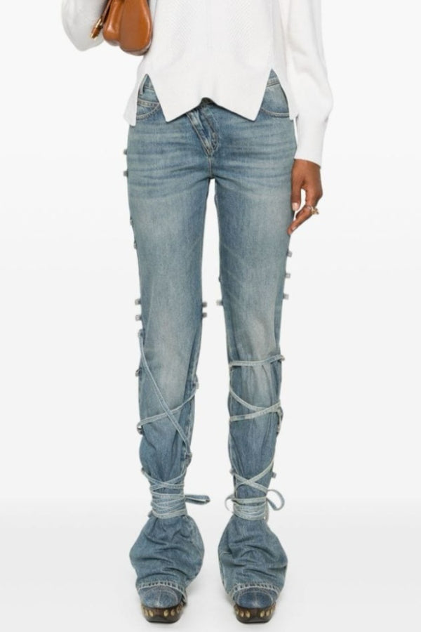 Odette Asymmetric Knotted Flared jeans