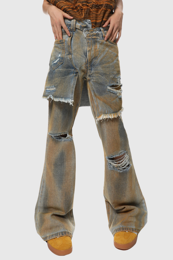 Parlene Asymmetric Distressed Jeans