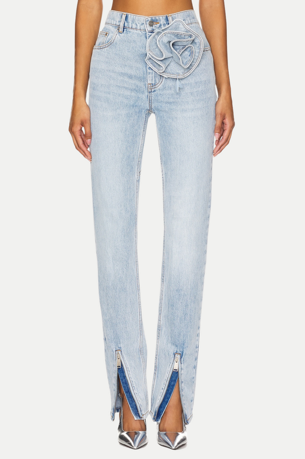 Quinta Floral Zip-Hem Skinny Jeans