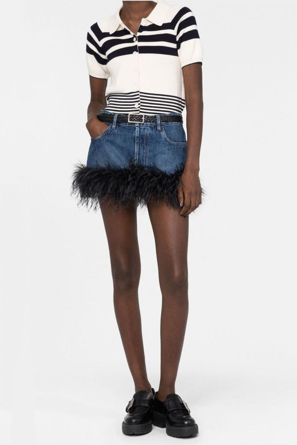 Ruth Feather Denim Skirt