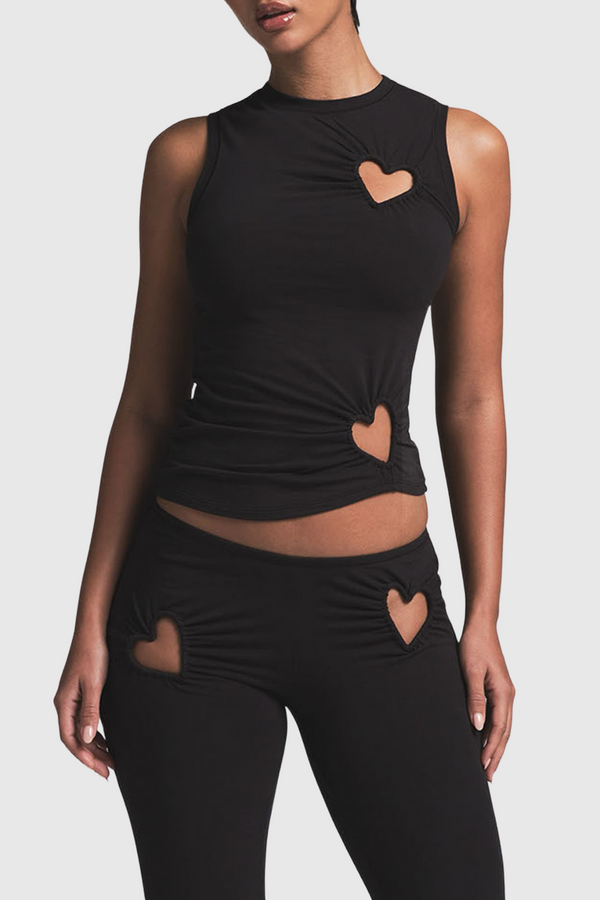 Shalita Heart Tank Top - Black