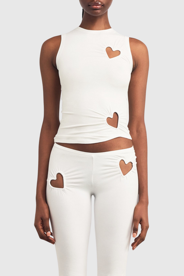 Shalita Heart Tank Top - White