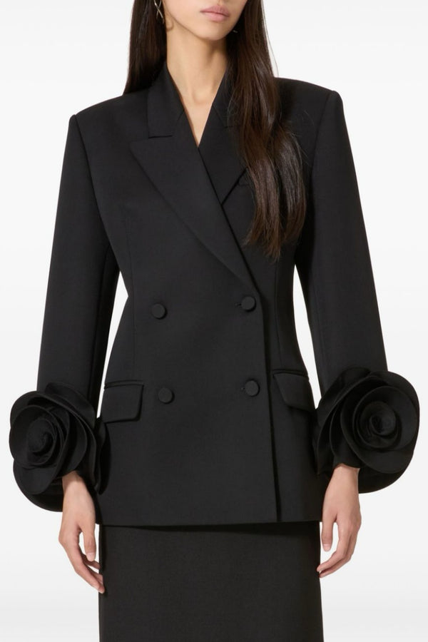 Sophia Rose Appliqué Blazer - Black