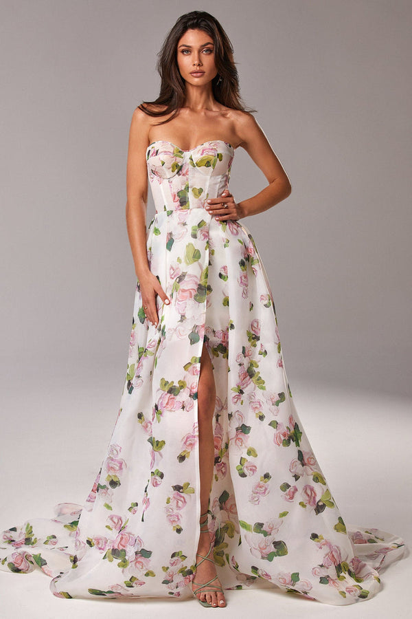 Trinity Printed Strapless Maxi Dress