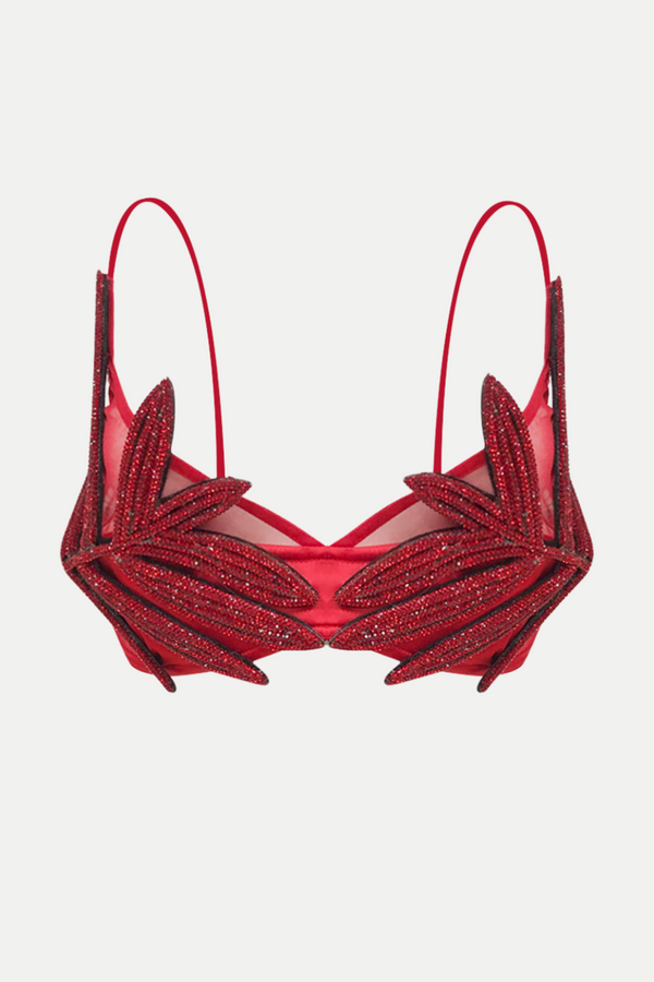 Vieby Leaf Crystal Bralette - Red