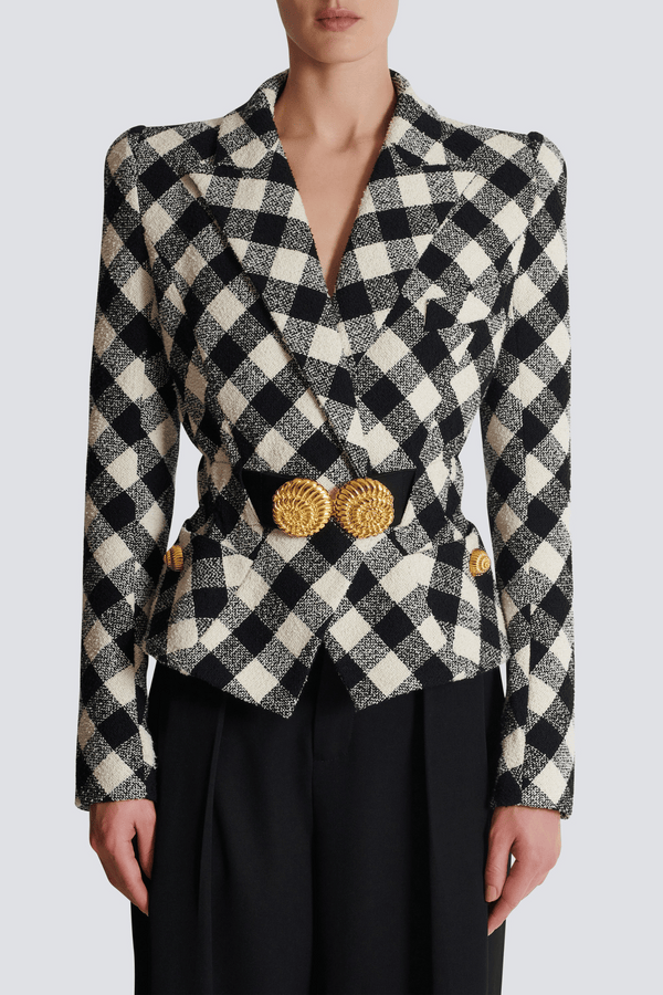 Wyatt Gingham Button Blazer