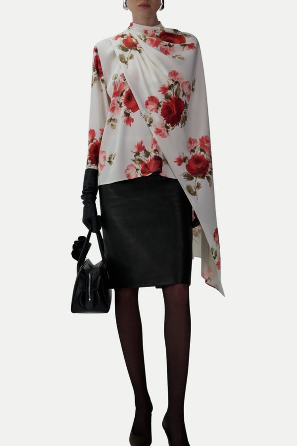 Yelena Floral Print Scarf Blouse