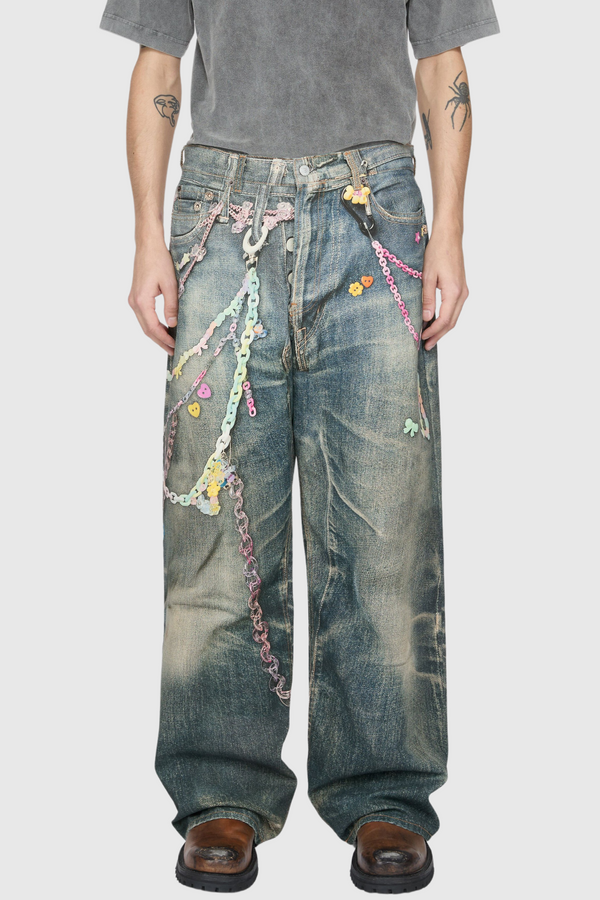 Yenpha Chain Print Wide Jeans